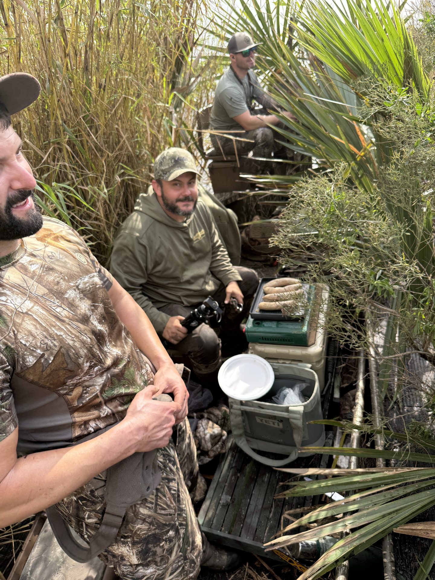 Camp cooking and good company in the duck blind